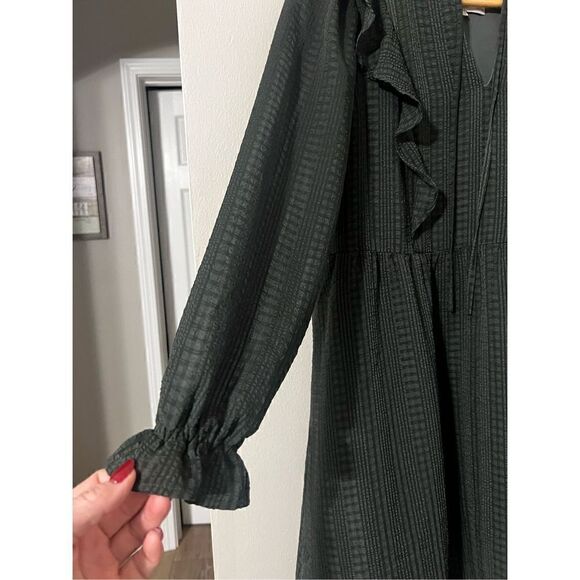 Loft Women’s Size Small Petite Fit and Flare Mini Dress Evergreen Deep Green - Picture 8 of 14